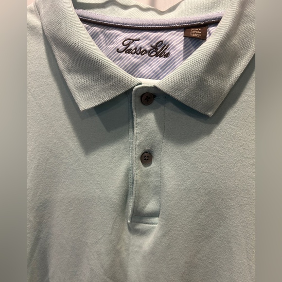 Tasso Elba Cotton Short Sleeve Collar Polo T-Shirt SZ XXL Light Teal - Picture 3 of 7